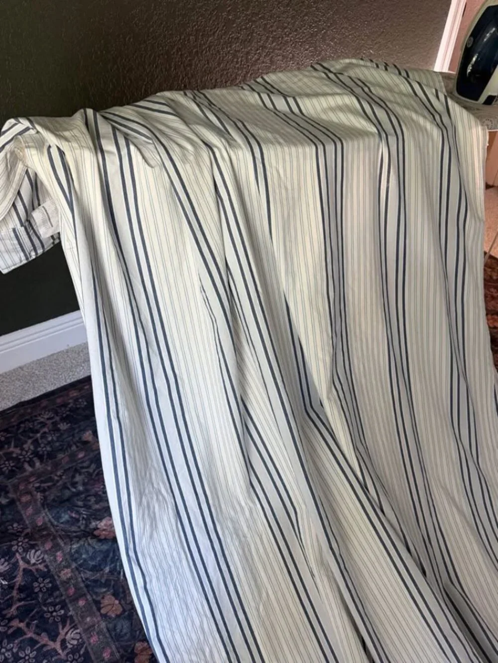 2 IKEA TICKA 57W x 99L Blue and White 100% Cotton Striped Drapes